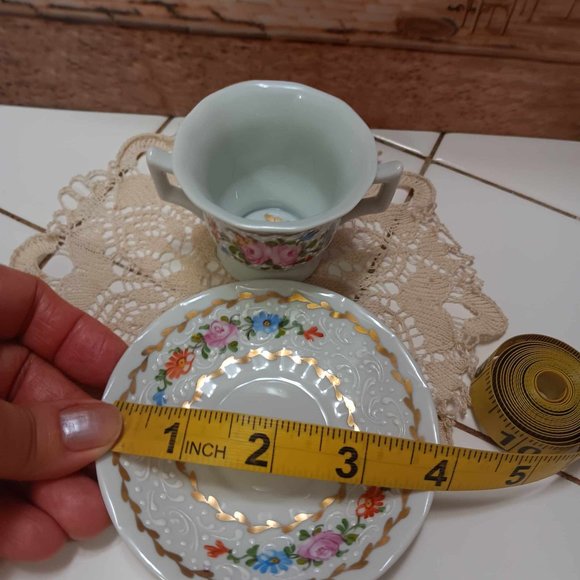 Antique Floral Demitasse Double Handle Tea\Coffee Cup Saucer Limoges France - Picture 8 of 8